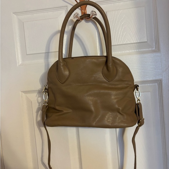 betsey Johnson  Tan Quilted Satchel with Leather Handles - Picture 2 of 3